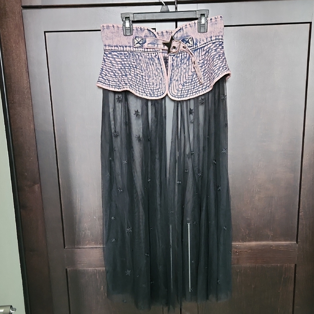 Elegant Black and Pink Sheer Skirt